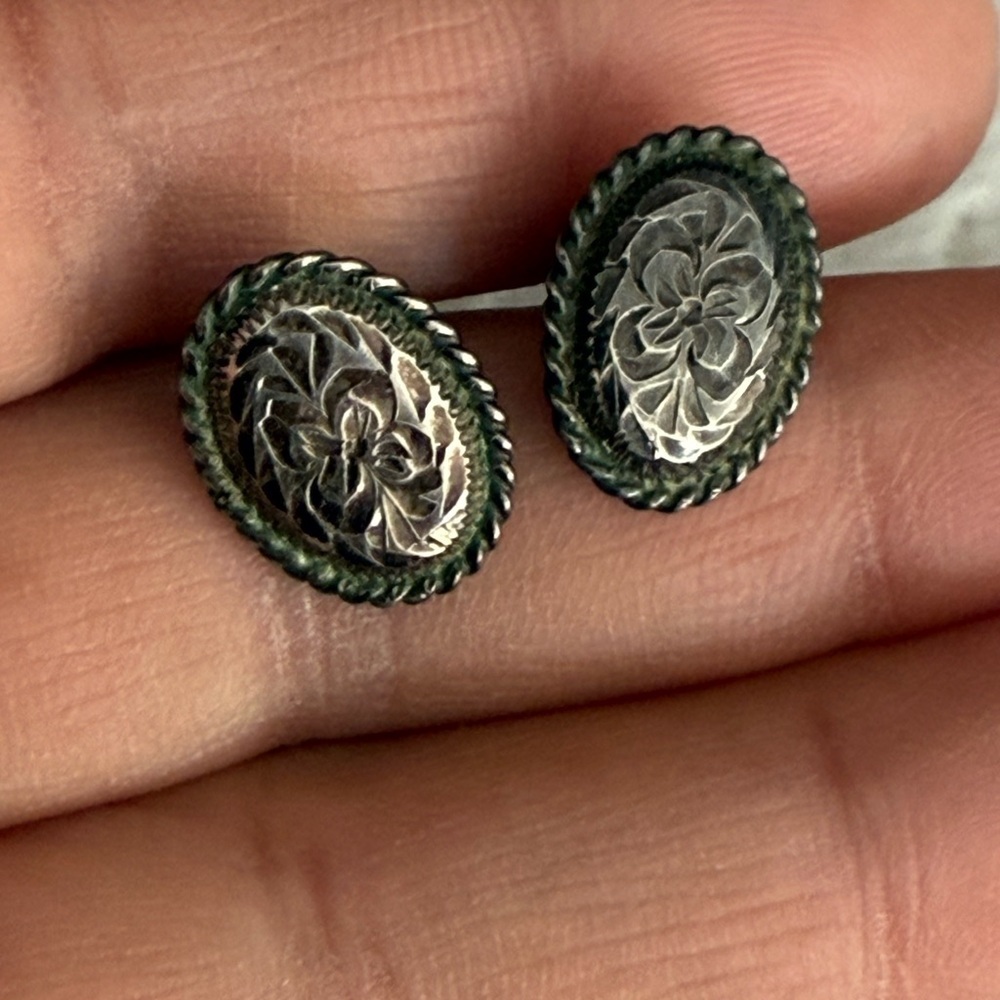 Navajo Oval Concho Earrings